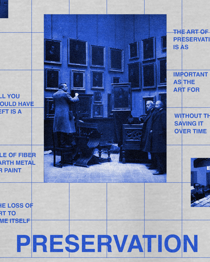 Gray Heavyweight Sweatshirt / Crewneck with Graphic Print of Mona Lisa in Yves Klein Blue Art Of Preservation Uffizi Gallery Renaissance Art Movement