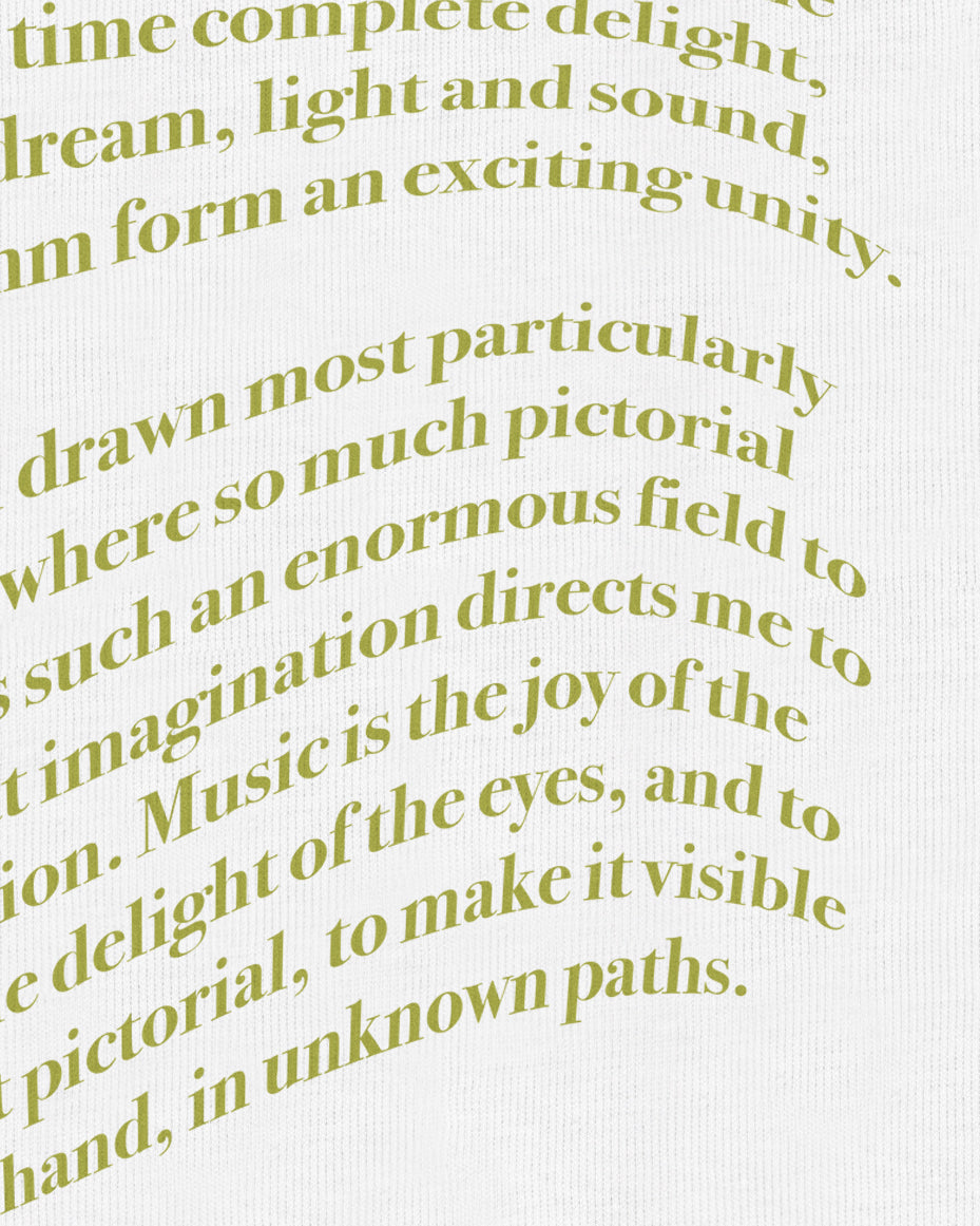 White Ultra Heavyweight Crewneck with design of Dancer Loie Fuller in motion on the front and a quote about dance by Loie Fuller on the back