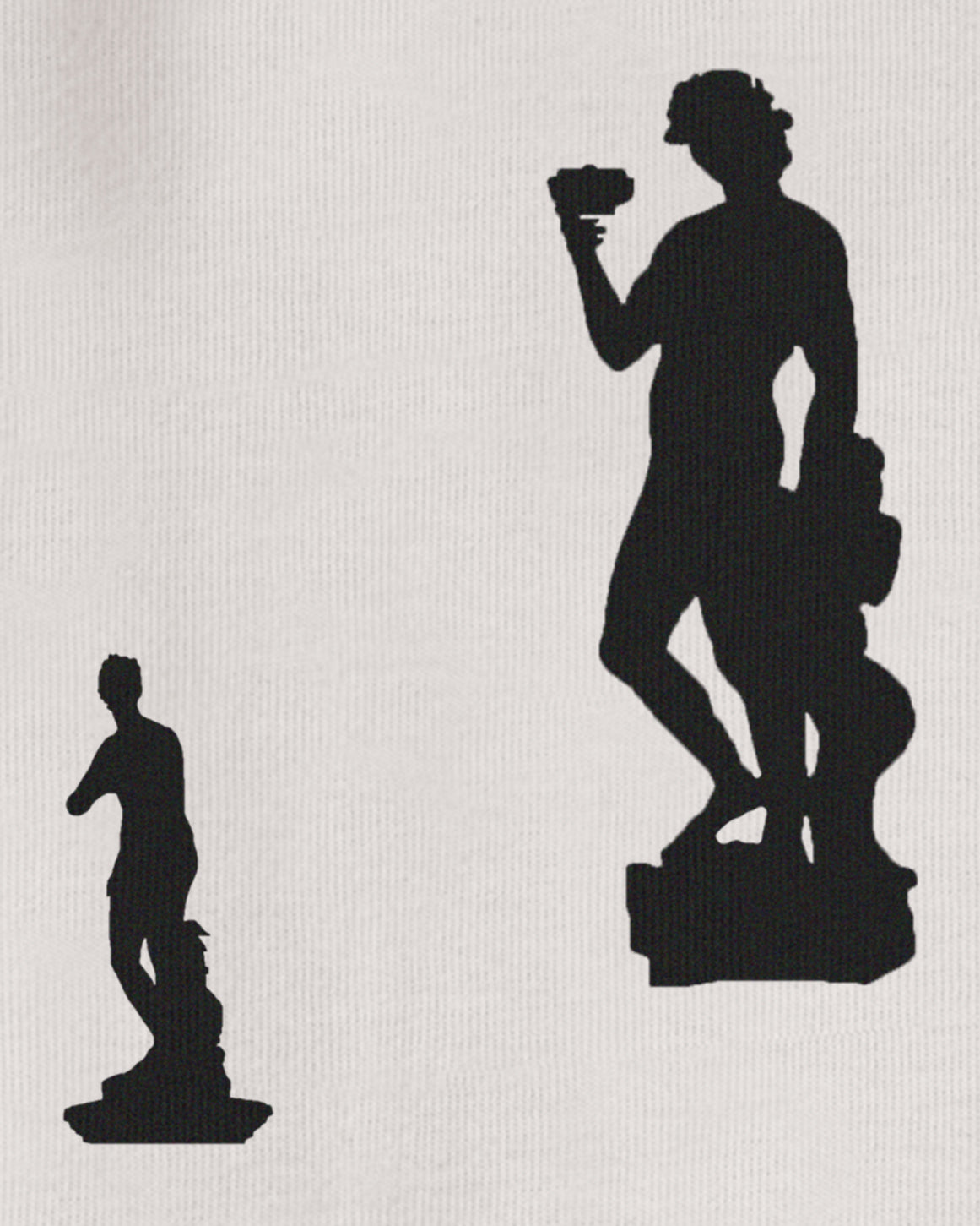 100% Organic Cotton Off White Tee With Renaissance Art Movement Uffizi Sculpture Garden Silhouettes Back Print