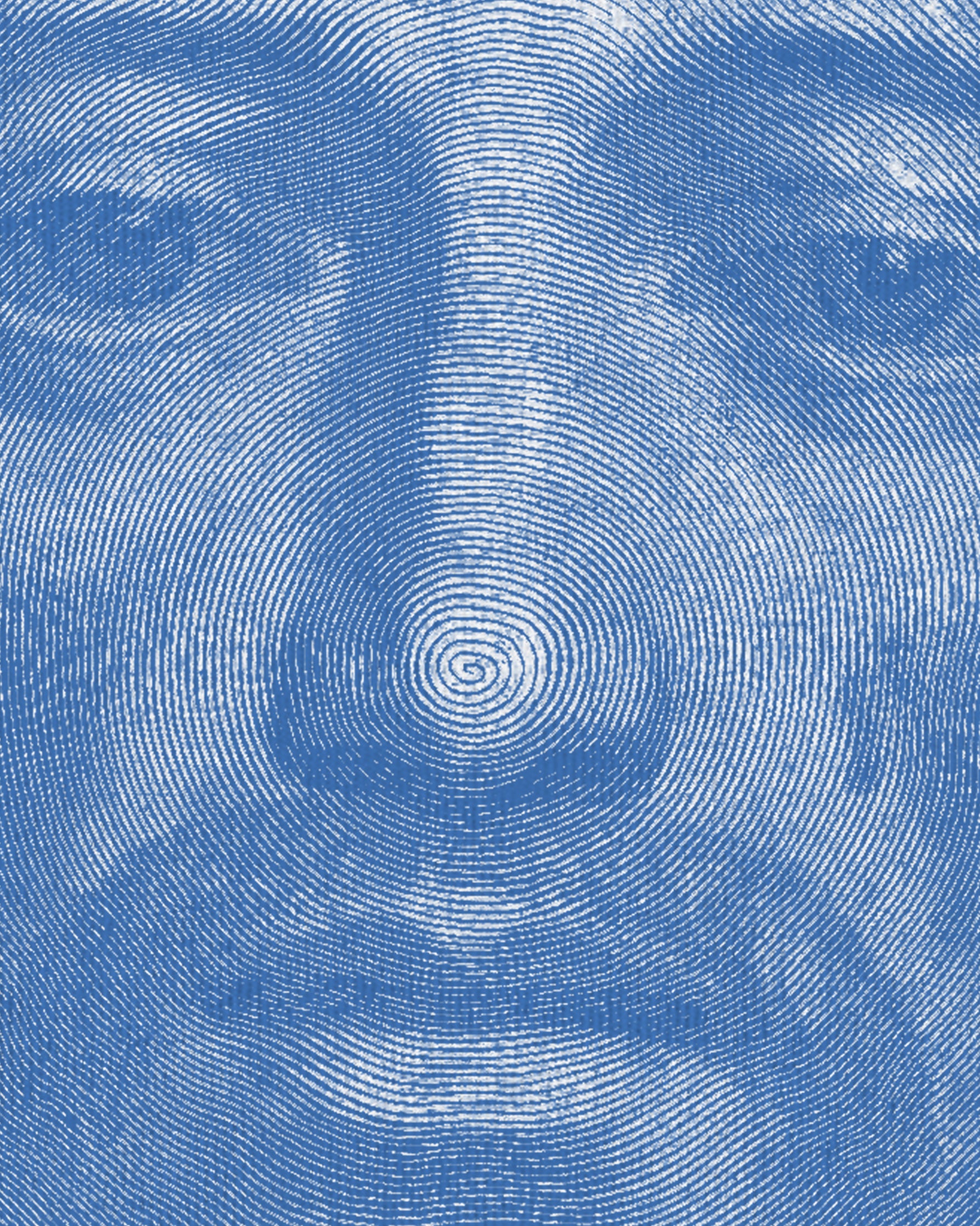 100% Organic White Cotton Tee With Blue Print Of Sudarium of Saint Veronica By Claude Mellan 1649 Sudarium Swirl